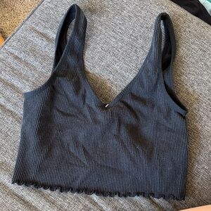 Black Ribbed Women's Crop Top